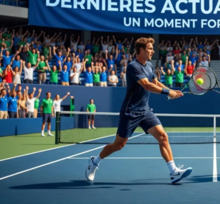 Vue aérienne d'un court de tennis avec joueurs en pleine action