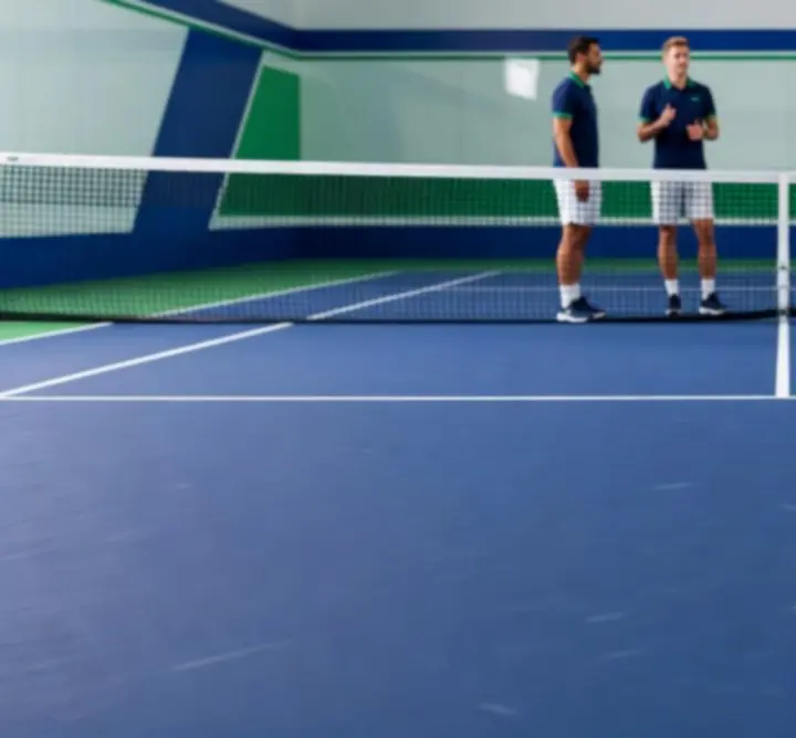 Balles de tennis et court moderne illustrant les marques partenaires