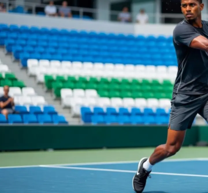 Joueur de tennis en pleine frappe de coup droit