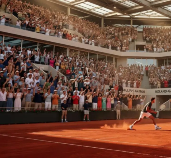 Court central de Roland-Garros à Paris lors d&rsquo;un match