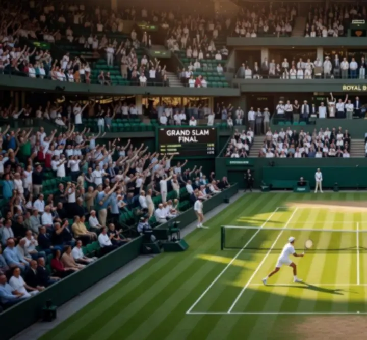 Vue panoramique d&rsquo;un stade de tennis de type Grand Chelem