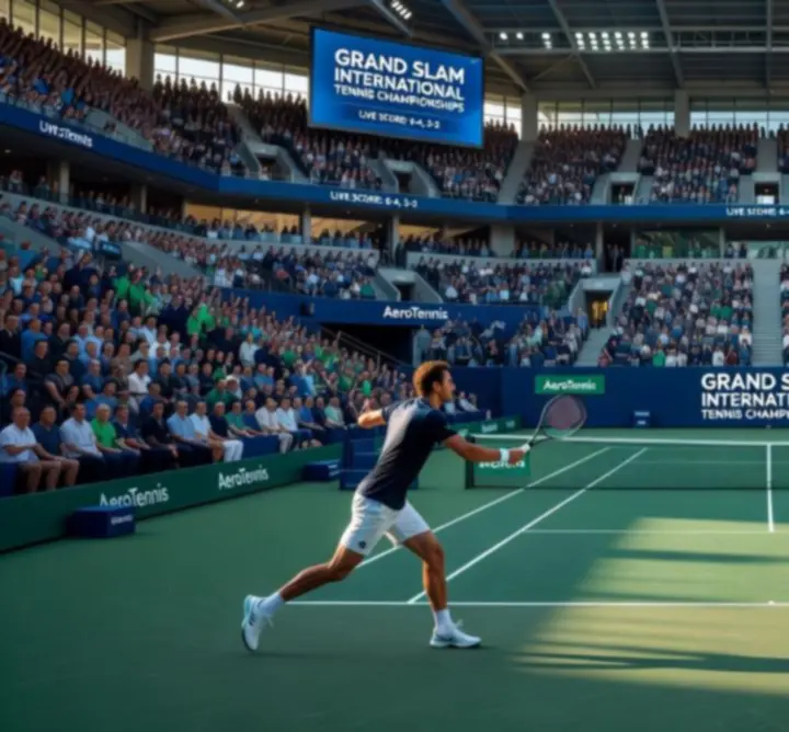 Vue aérienne d’un stade de tennis lors d’un tournoi