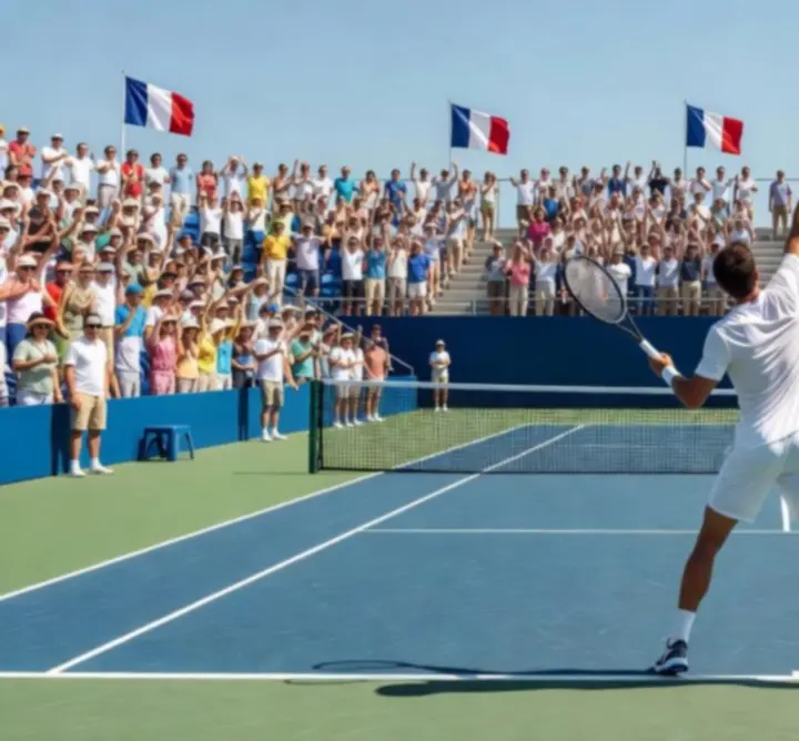 Tribunes d'un tournoi de tennis avec supporters